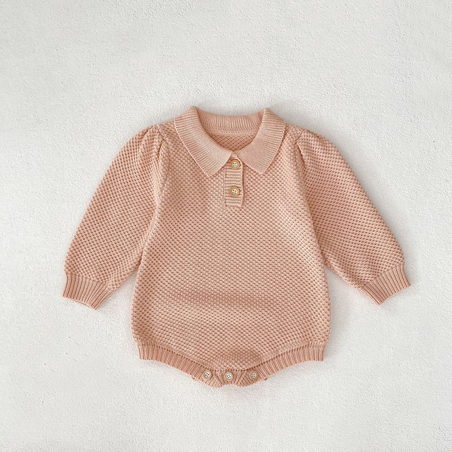 シンプル衿ニットロンパース(2color)