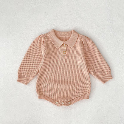 シンプル衿ニットロンパース(2color)