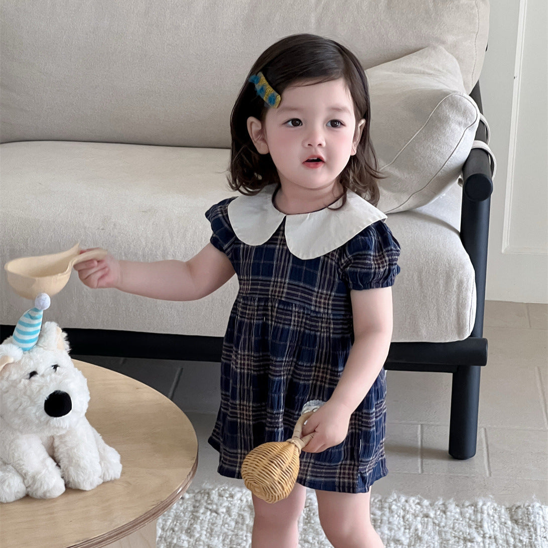 丸襟チェックフォーマルワンピース