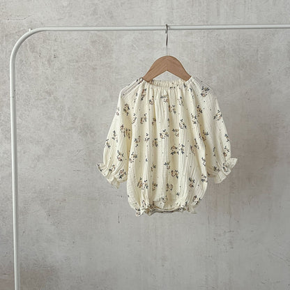 カントリーコットン長袖ロンパース