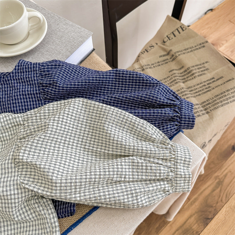 ゆったりぱふチェック柄トップス(2color)