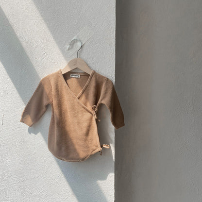 前あきベビーニットロンパース(2color)