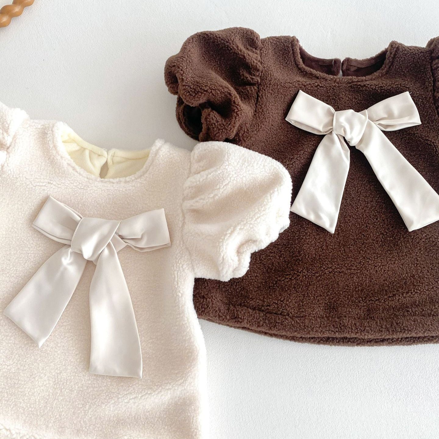 🅽🅴🆆 ビックリボンもこもこワンピース(2color)