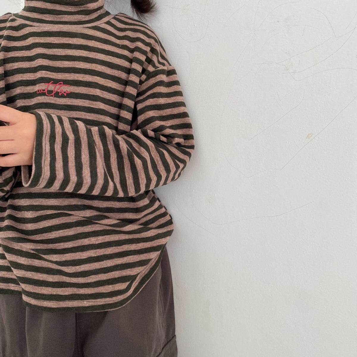 🅽🅴🆆 [2color / 80-130] くすみハイネックボーダープルオーバー