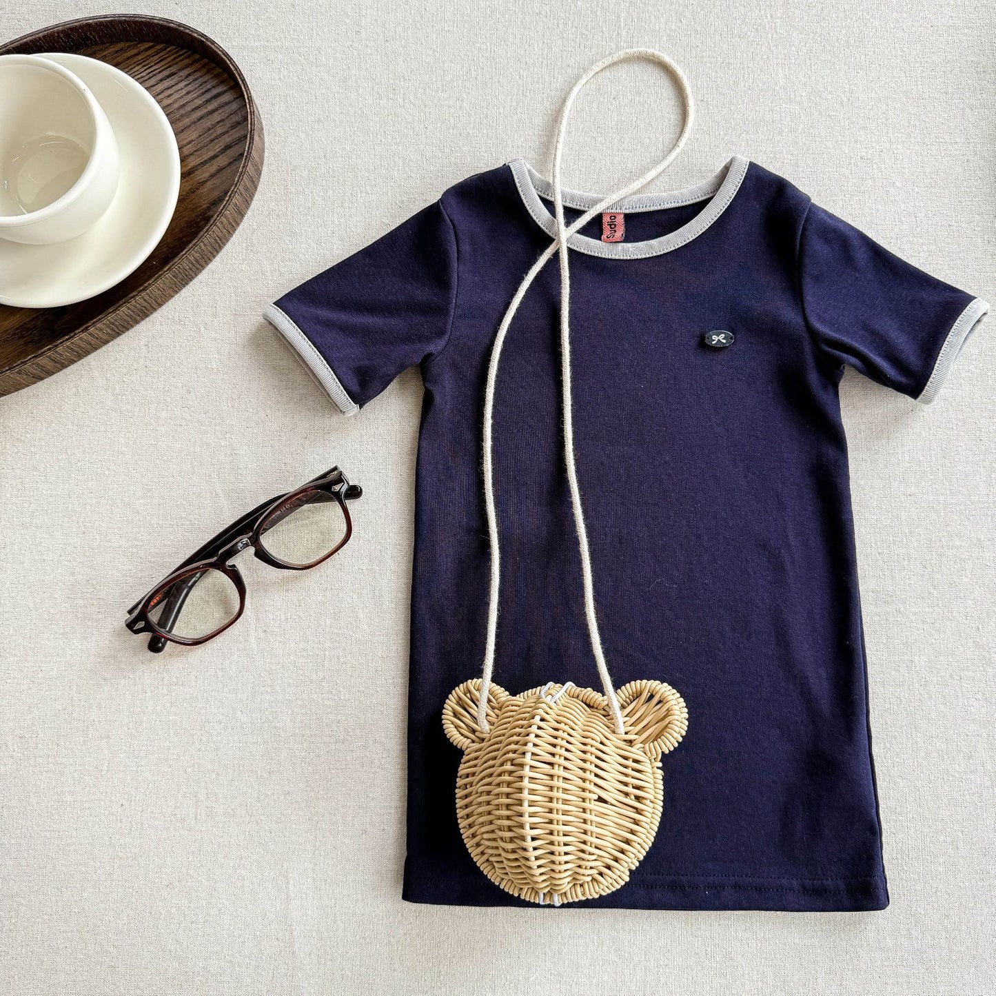 [3color / 80-130] パイピングカラースリムチュニック