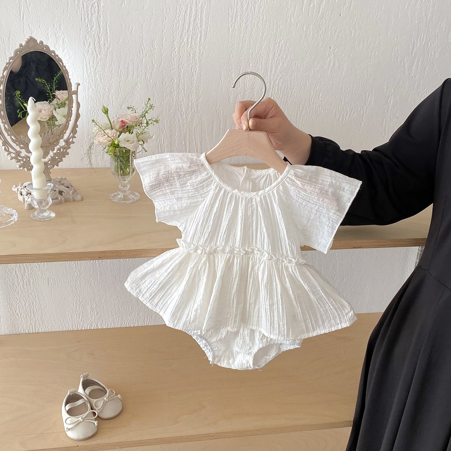 ラウンドネックプリンセスロンパース(2color)