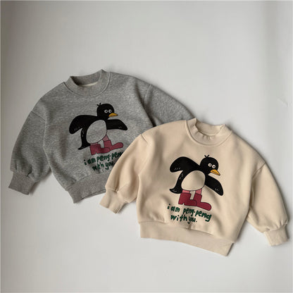 🅽🅴🆆 [2color / 80-130] ペンギンポッププリントスウェットトップス