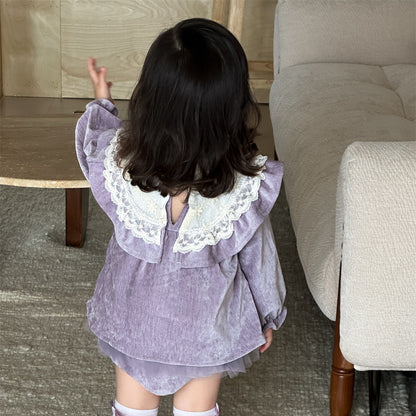 🅽🅴🆆 ベビーベロアワンピロンパース(2color)