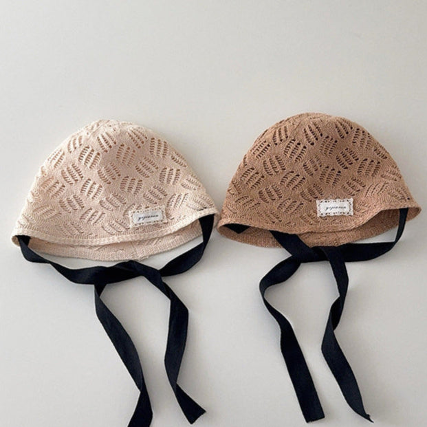 柄編みリボンボンネット(2color)