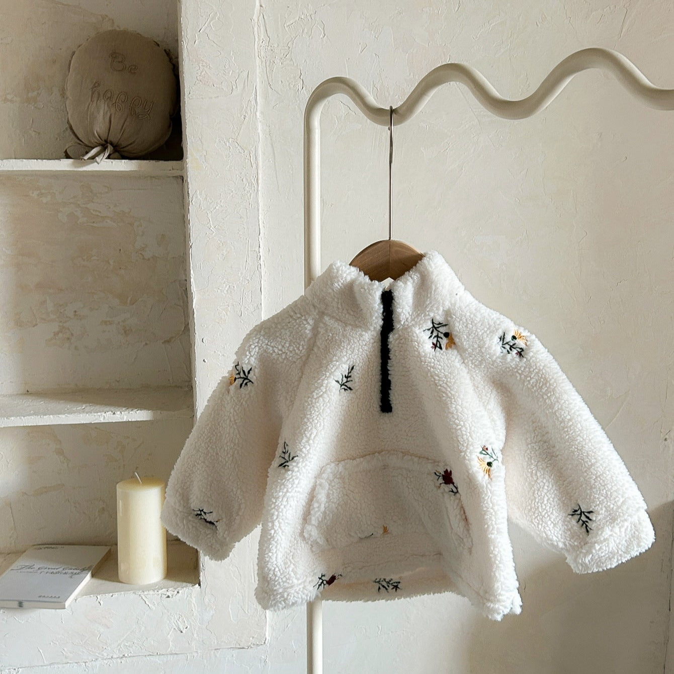 もこもこお花刺繍フリース