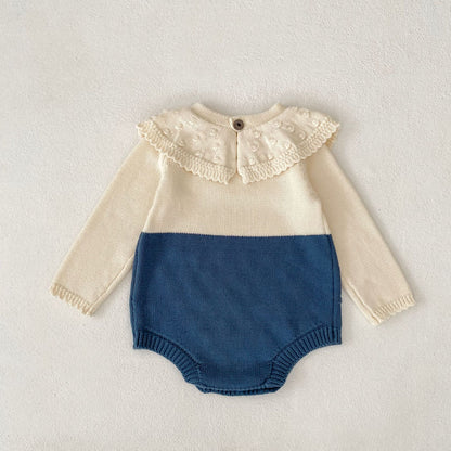 ヨーロピアンバイカラーニットロンパース