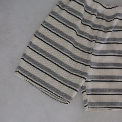 リラックスワッフルボーダーセットアップ(2color)