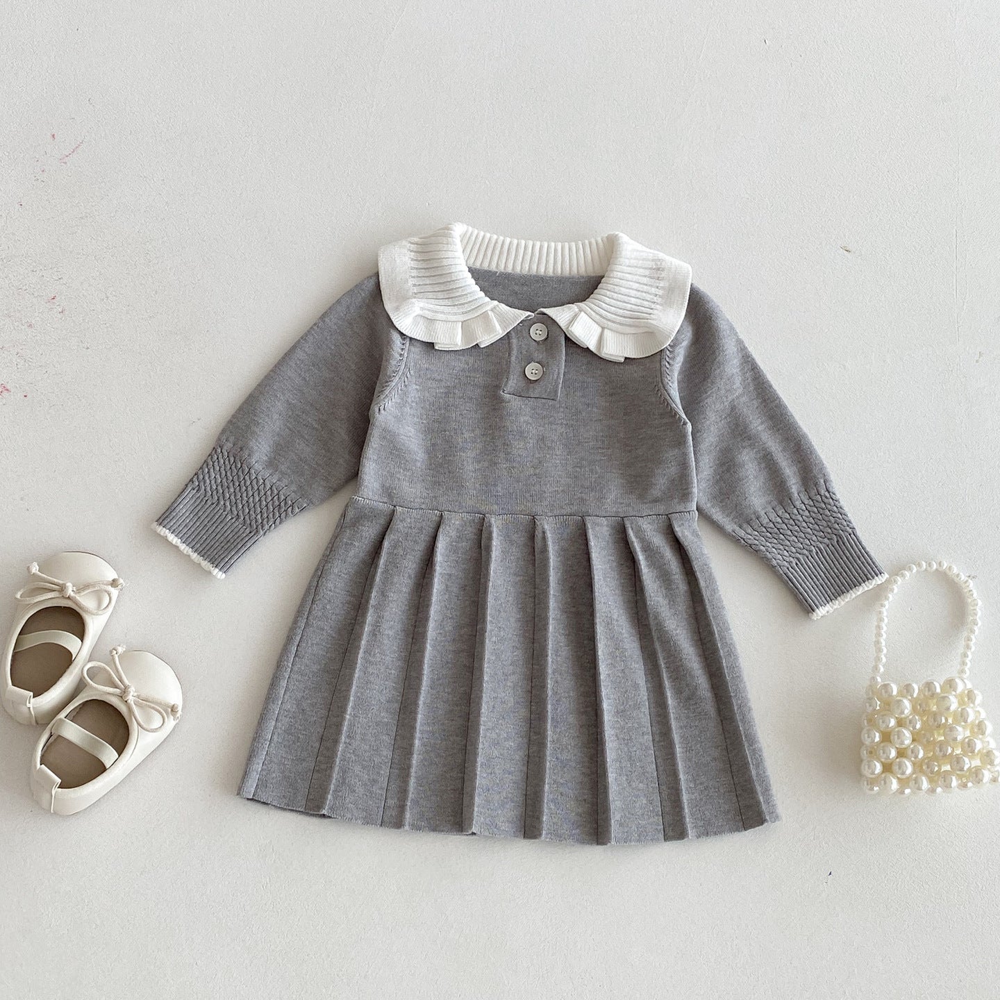 ニットグレーワンピース