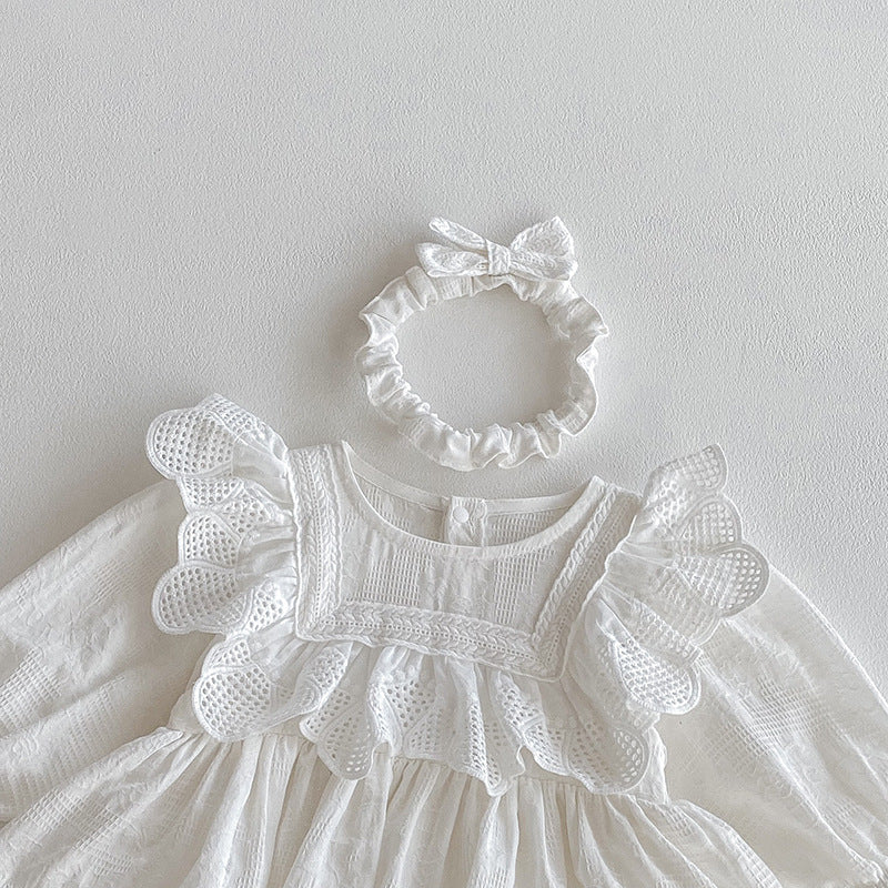 🅽🅴🆆 フラワーレースコットンロンパース