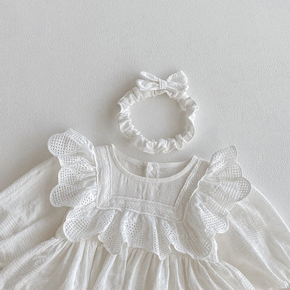 🅽🅴🆆 フラワーレースコットンロンパース