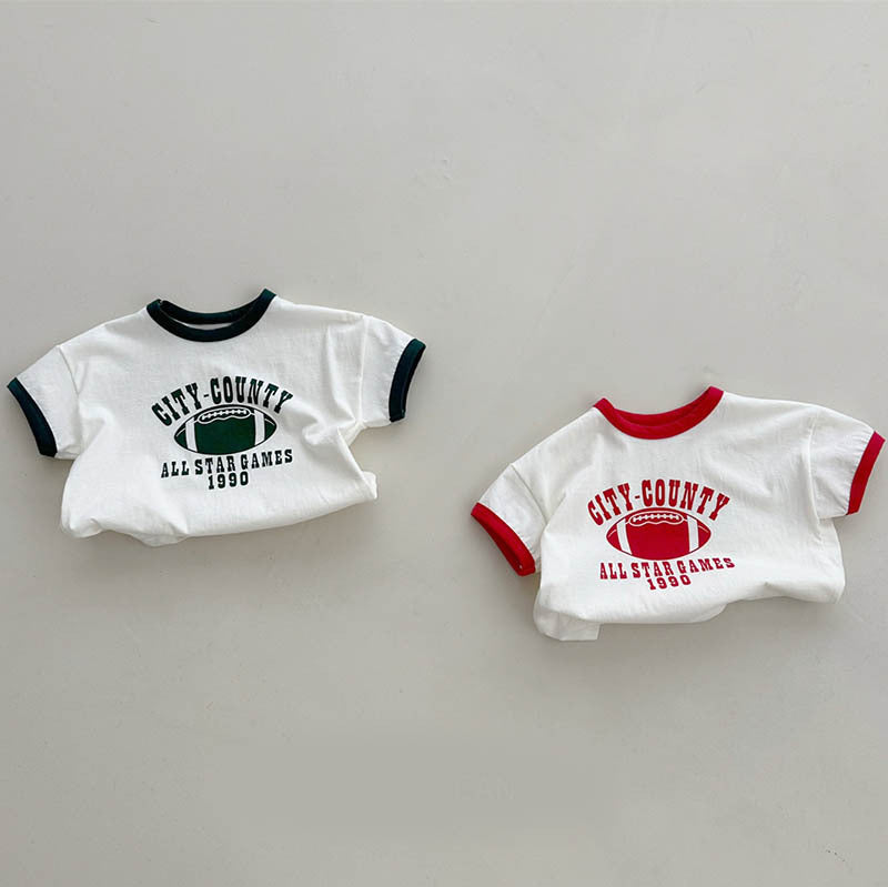 🅽🅴🆆 [2color / 70-120] パイピングカラープリントTシャツ