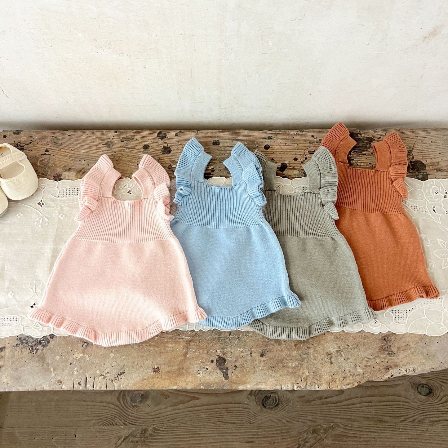 シンプルフリルベビーサロペット(4color)