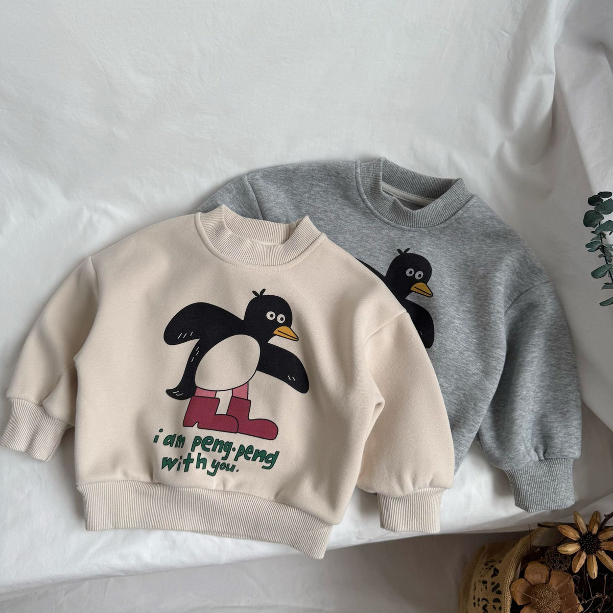 🅽🅴🆆 [2color / 80-130] ペンギンポッププリントスウェットトップス
