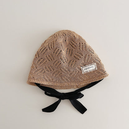 柄編みリボンボンネット(2color)
