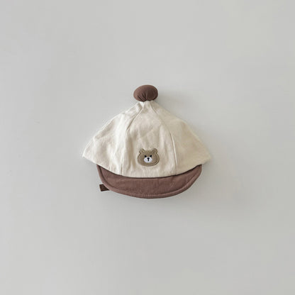 ポンポンナチュラルくまさん刺繍帽子(5color)