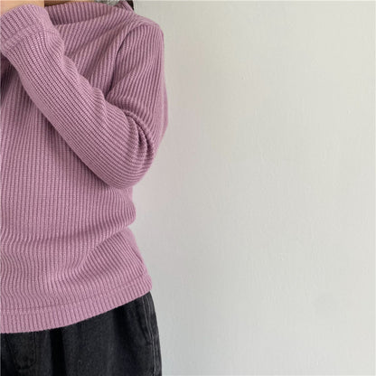 🅽🅴🆆 [8color / 80-130] リブハーフネックトップス