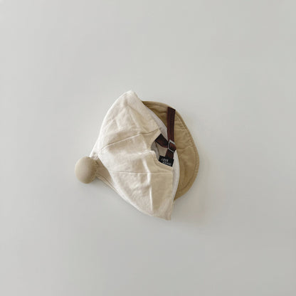 ポンポンナチュラルくまさん刺繍帽子(5color)