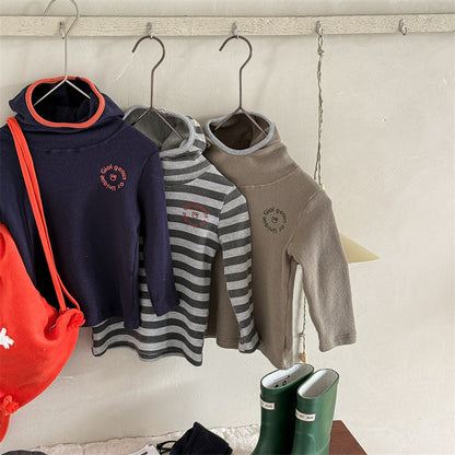 [3color / 80-130] ユニセックスデザインフード長袖シャツ