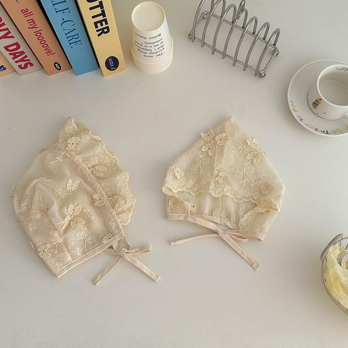 ベビーレースデザインボンネット(4color)