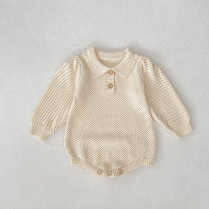 シンプル衿ニットロンパース(2color)