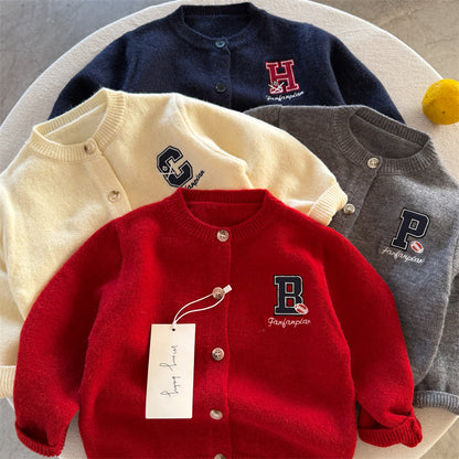 🅽🅴🆆 [4color / 90-140] カレッジワッペンニットカーディガン
