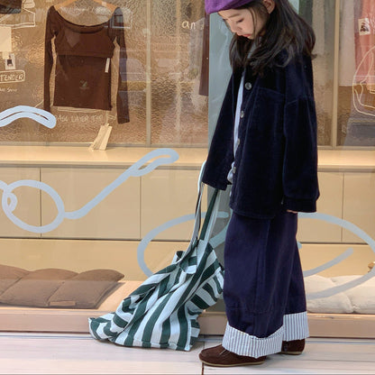 [2color / 80-130] ストレートワイドパンツ