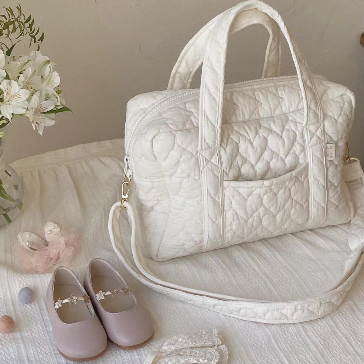 ハートキルティングスクエアベビーバッグ