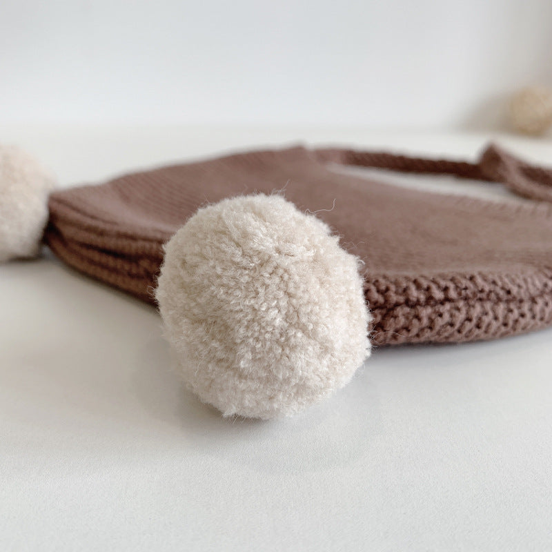 🅽🅴🆆 プチぽんぽん耳ニットボンネット(3color)