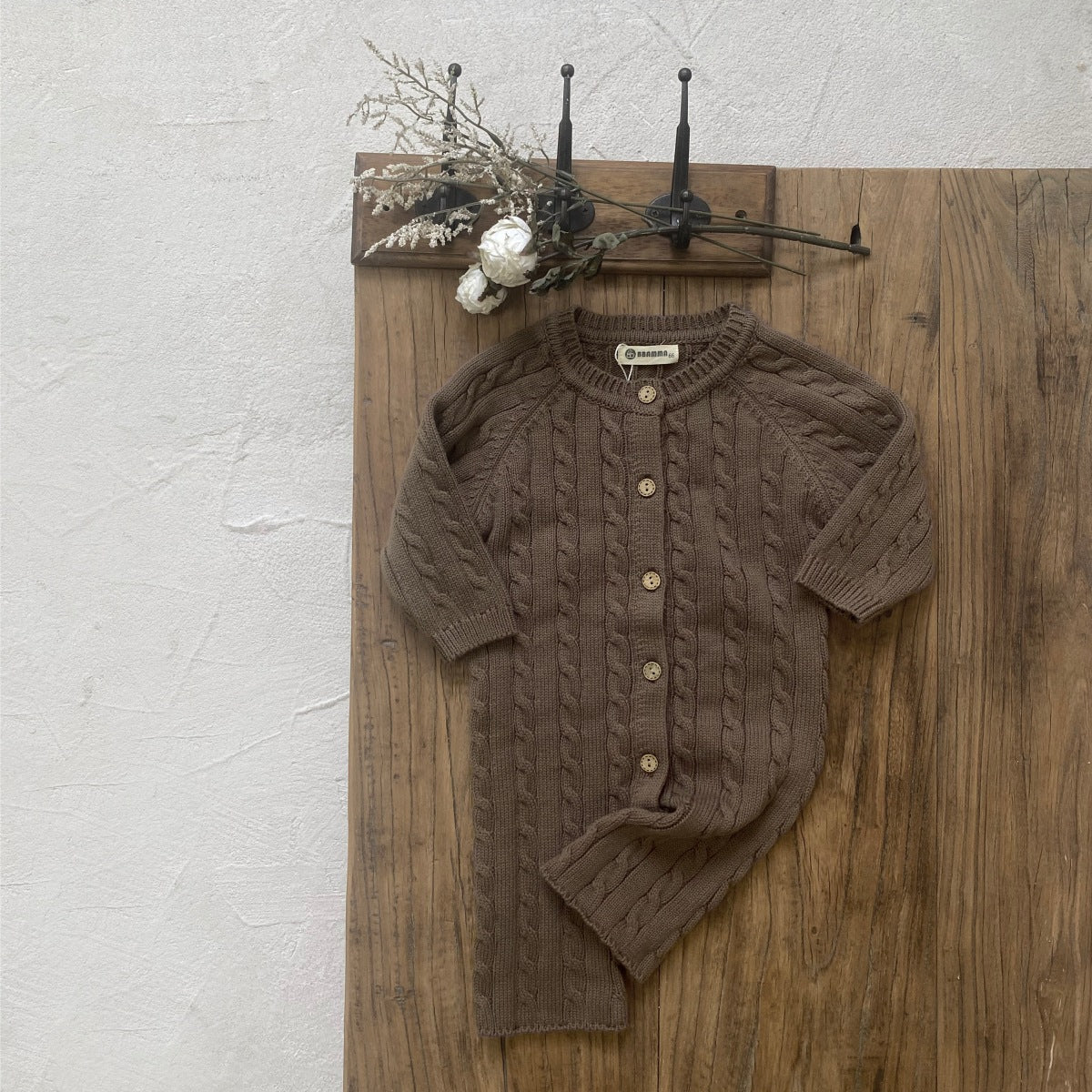 縄編みショコラニットロンパース(3color)