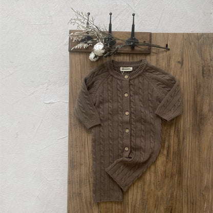 縄編みショコラニットロンパース(3color)