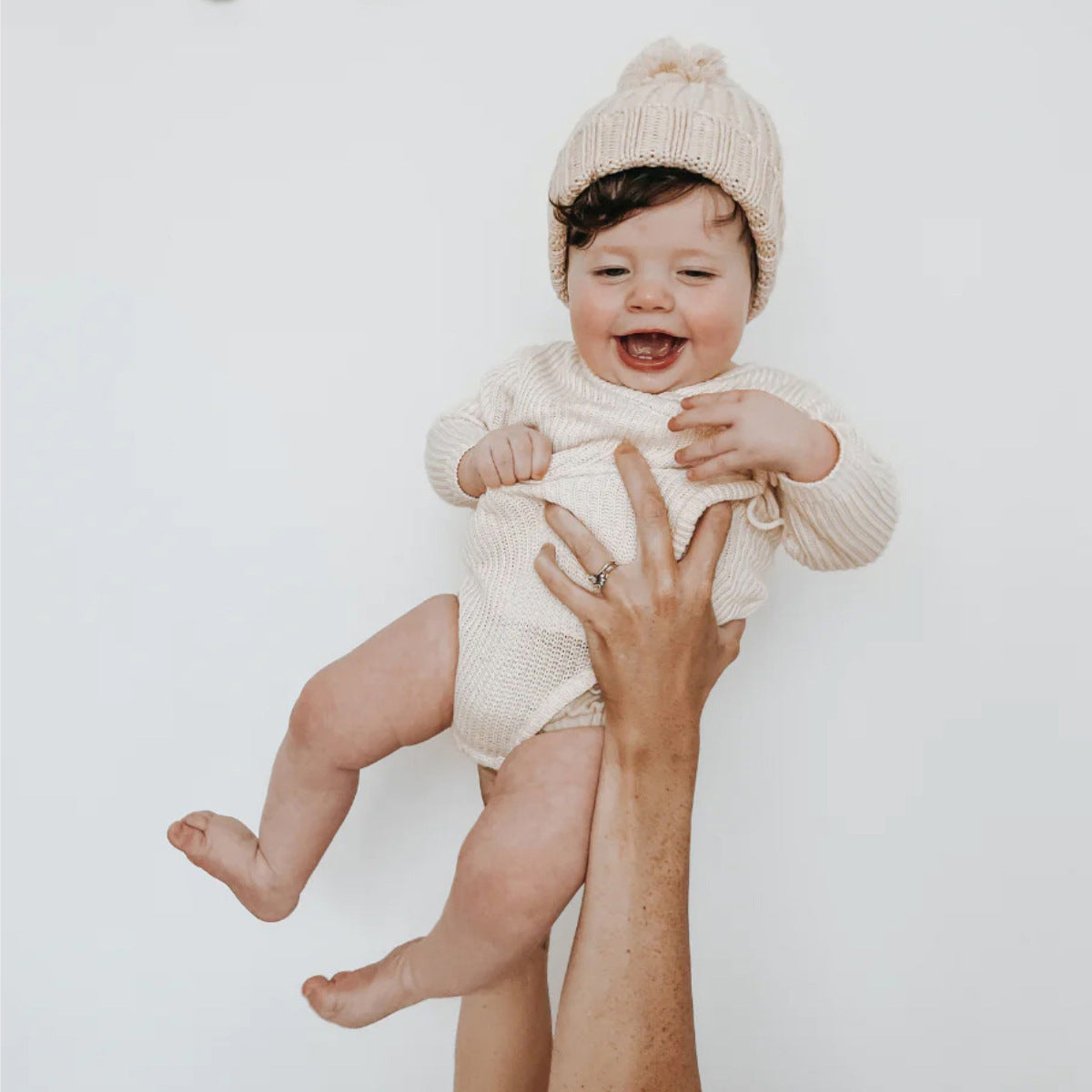 前あきベビーニットロンパース(2color)