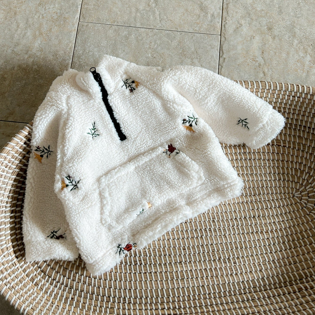 もこもこお花刺繍フリース