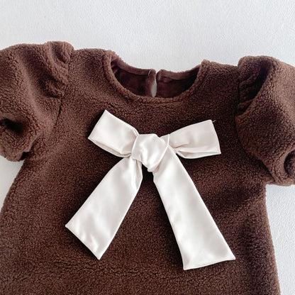 🅽🅴🆆 ビックリボンもこもこワンピース(2color)