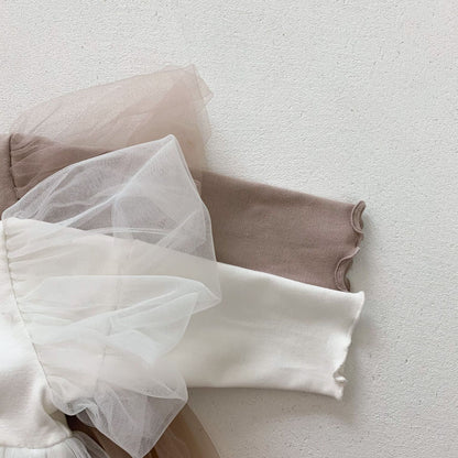 パフスリーブベビーワンピロンパース(2color)