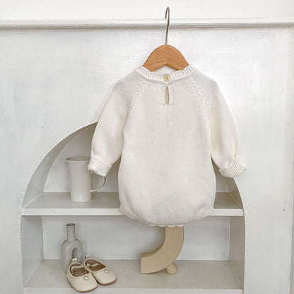 デイジー刺繍ニットロンパース