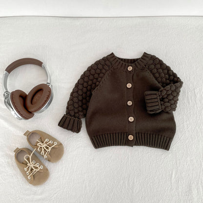 ポコポコスリーブニットカーディガン(2color)