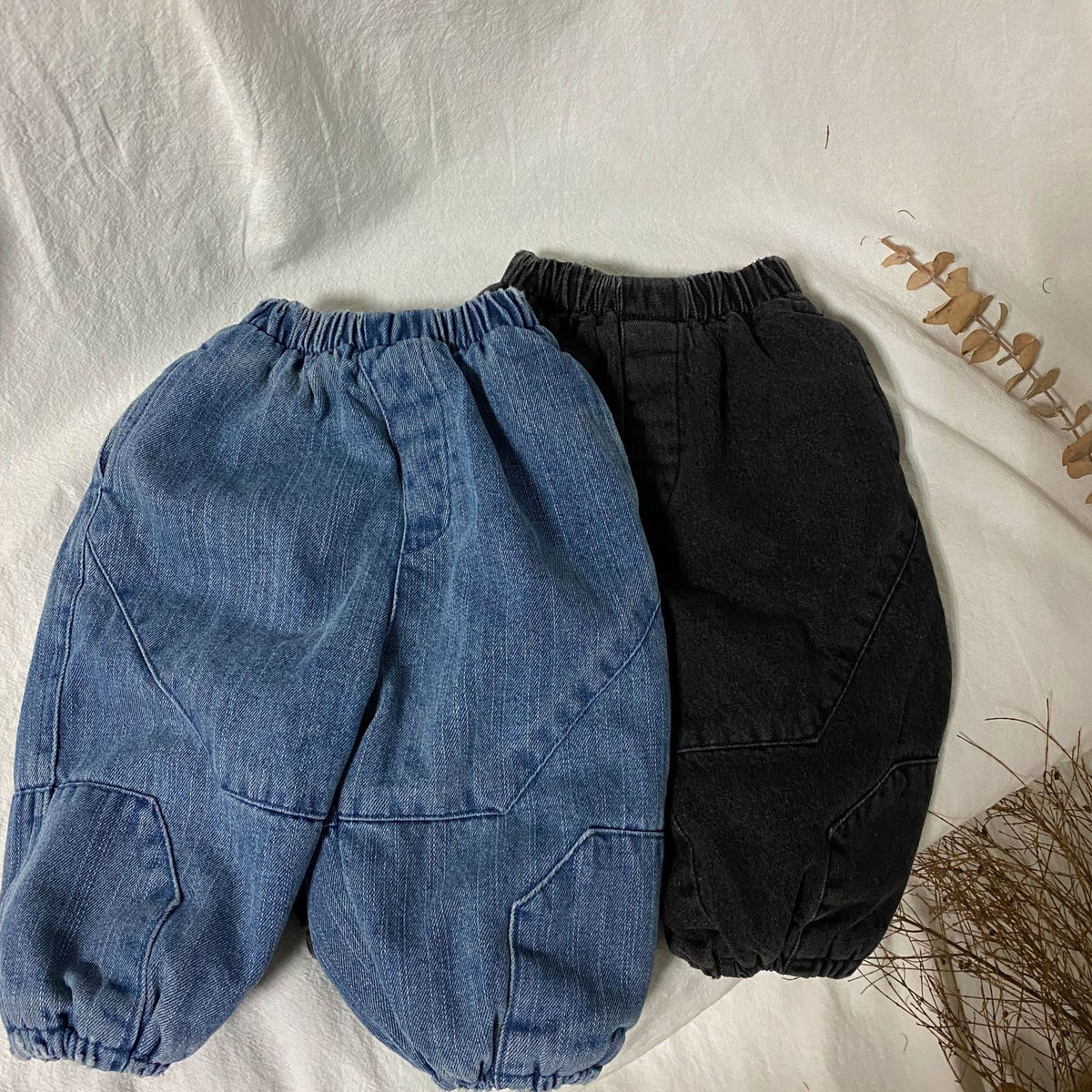 🅽🅴🆆 [2color / 80-130] パッチワークデニムパンツ