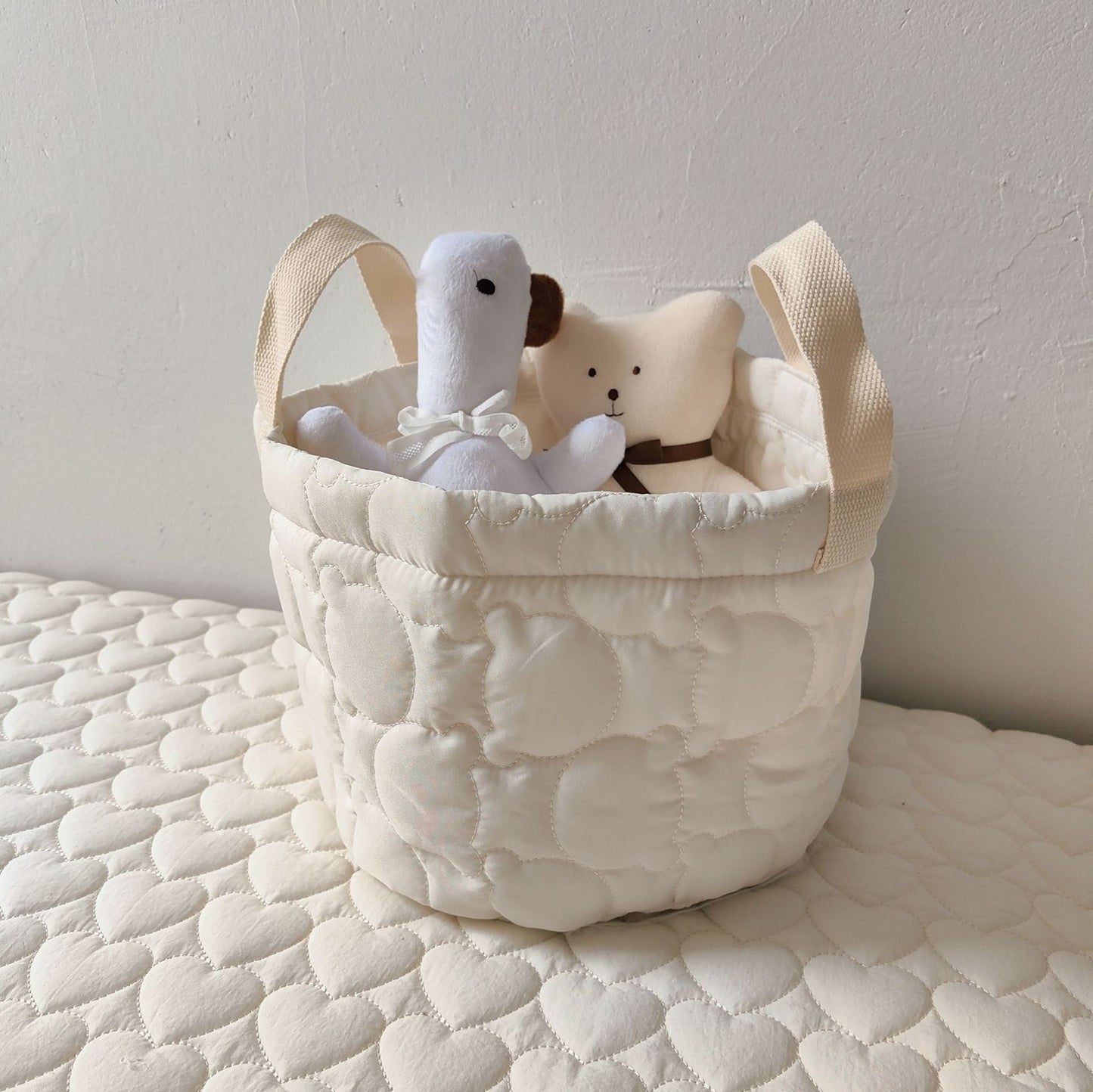 ぷっくりベアキルティングバスケット(2color)