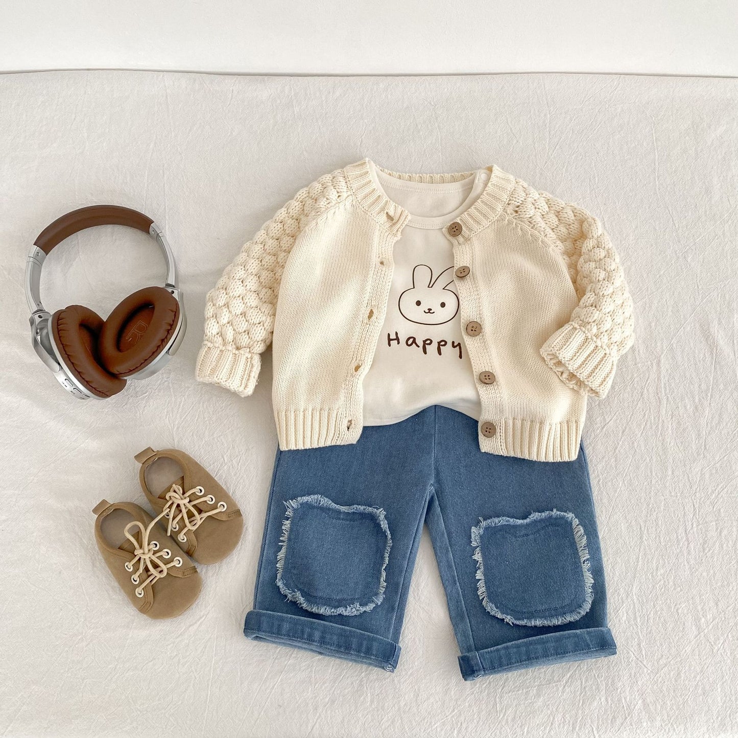 ポコポコスリーブニットカーディガン(2color)