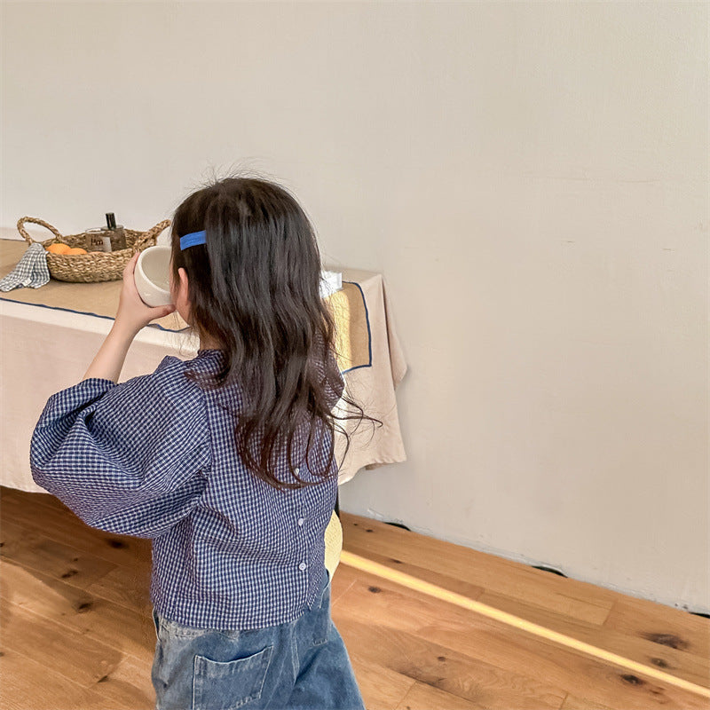 ゆったりぱふチェック柄トップス(2color)