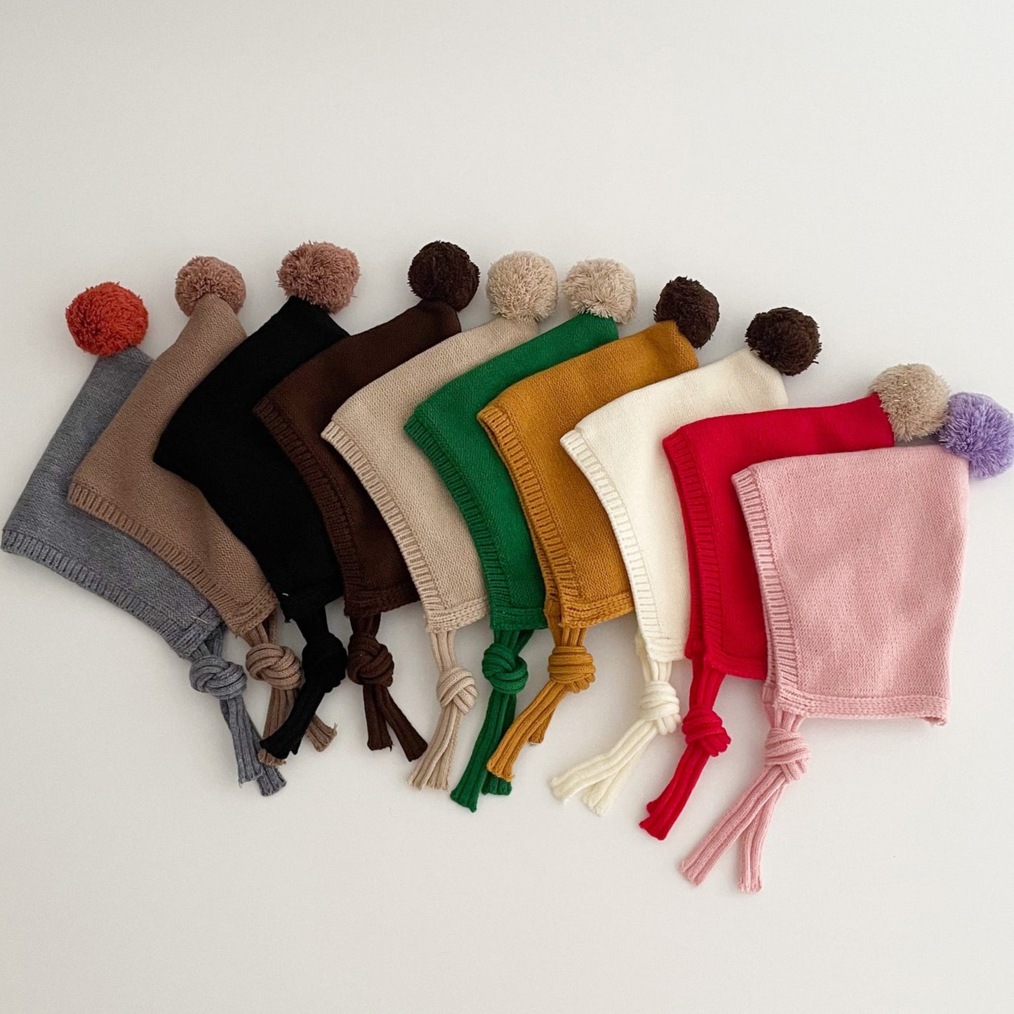 とんがりボンボンニットボンネット(10color)