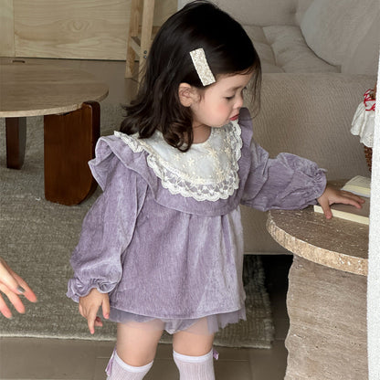 🅽🅴🆆 ベビーベロアワンピロンパース(2color)