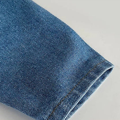 [2color / 59-100] 刺繍ベアデニムロンパース