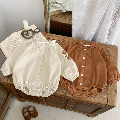 カントリースリーブ刺繍ロンパース(2color)