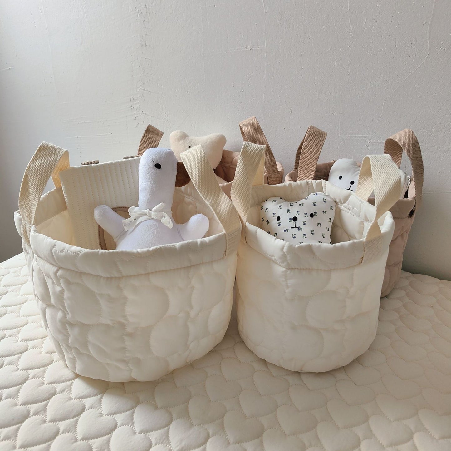ぷっくりベアキルティングバスケット(2color)